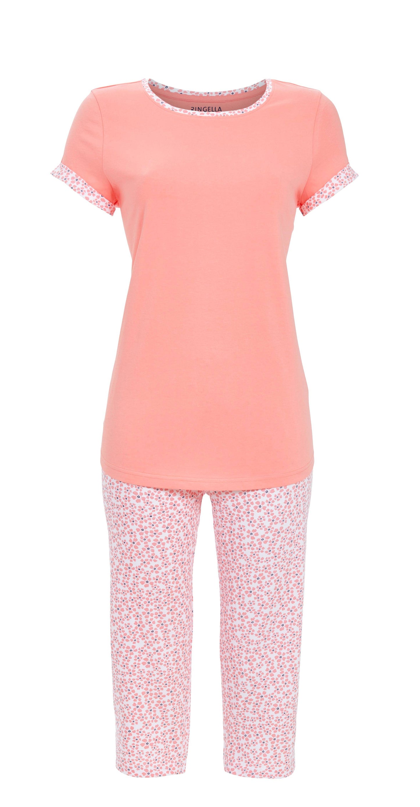 Ringella Pyjama met capribroek klein bloemetje - 6211245 - koraal