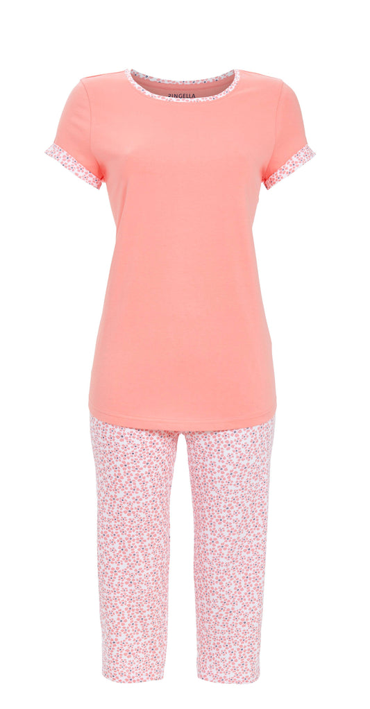 Ringella Pyjama met capribroek klein bloemetje - 6211245 - koraal