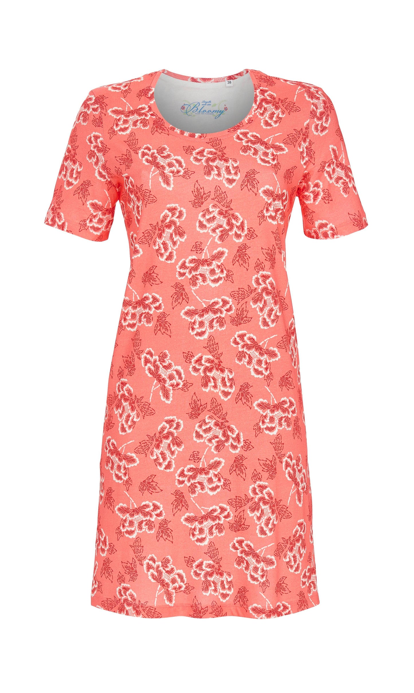 Bloomy by Ringella Nachthemd bloemenprint - 6251003 - Koraal rood