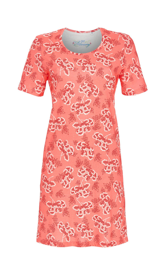 Bloomy by Ringella Nachthemd bloemenprint - 6251003 - Koraal rood