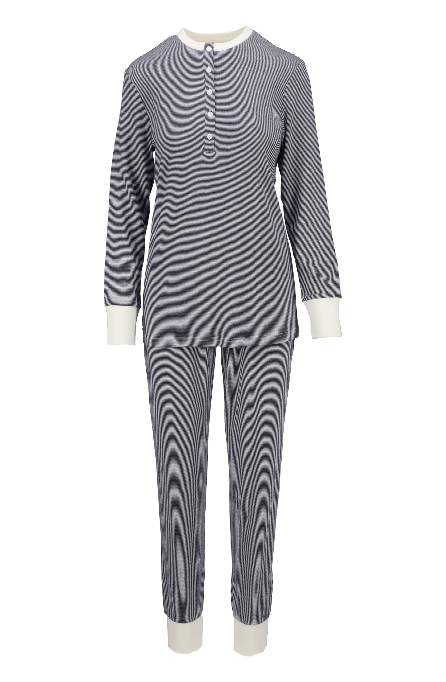 Ringella warme pyjama met knoopsluiting en boorden - 6511216 - Blauw