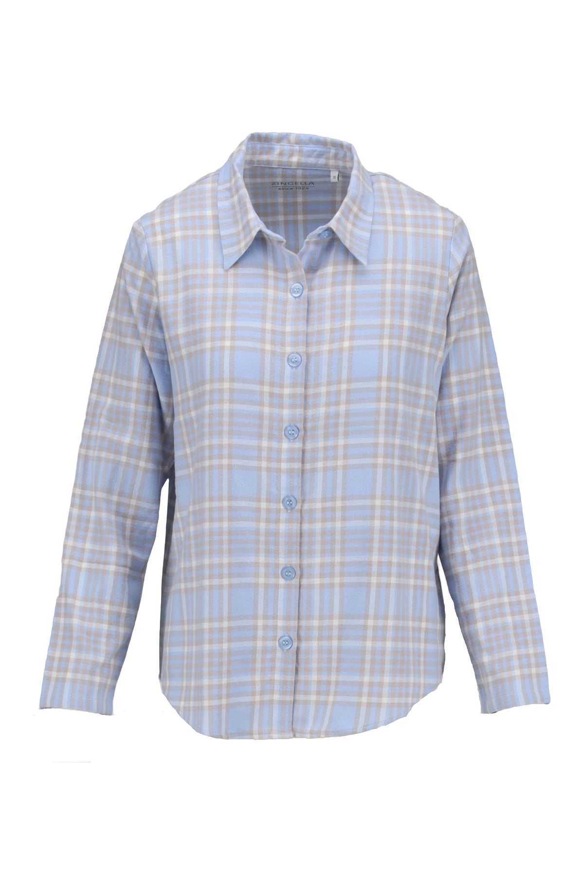 Ringella flannellen pyjama doorknoop - 6517239 - Licht blauw geruit