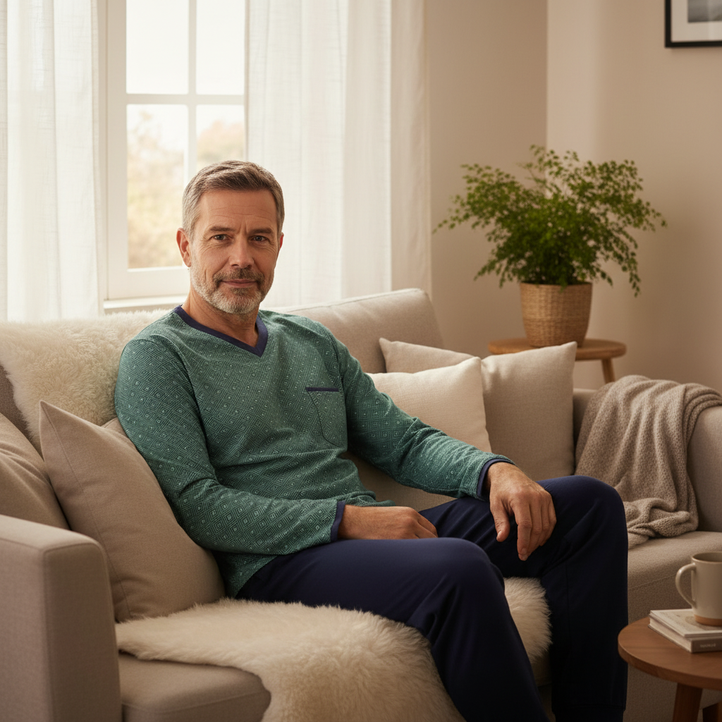 Heren pyjama V hals - 5541212 - Groen