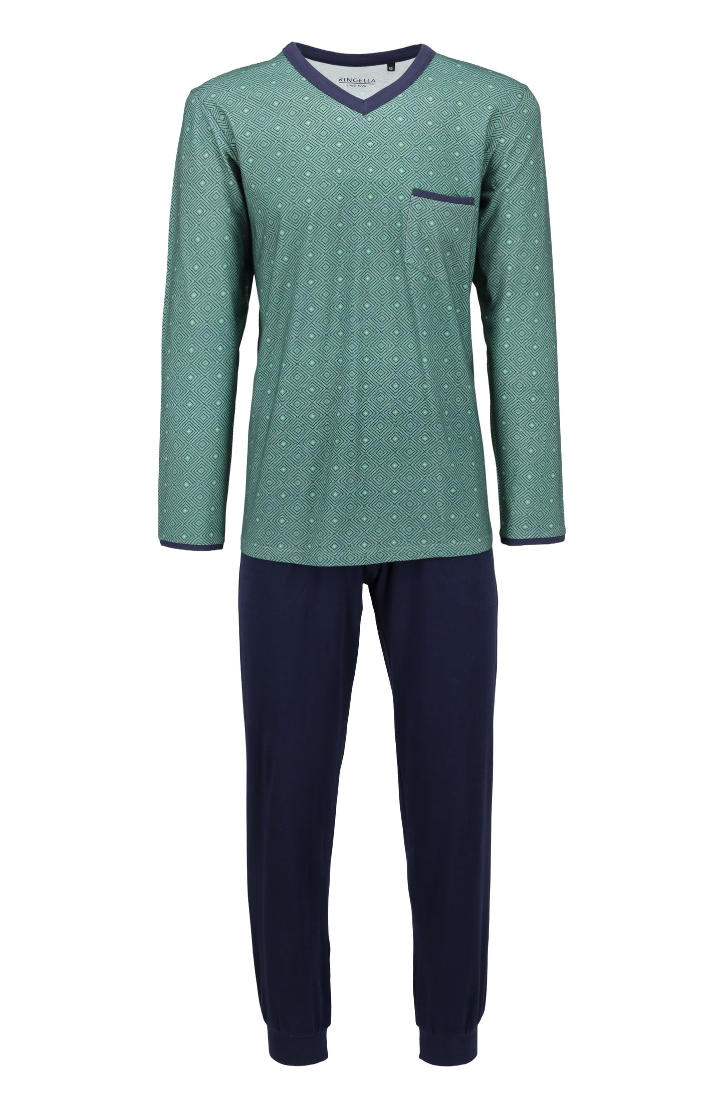Heren pyjama V hals - 5541212 - Groen