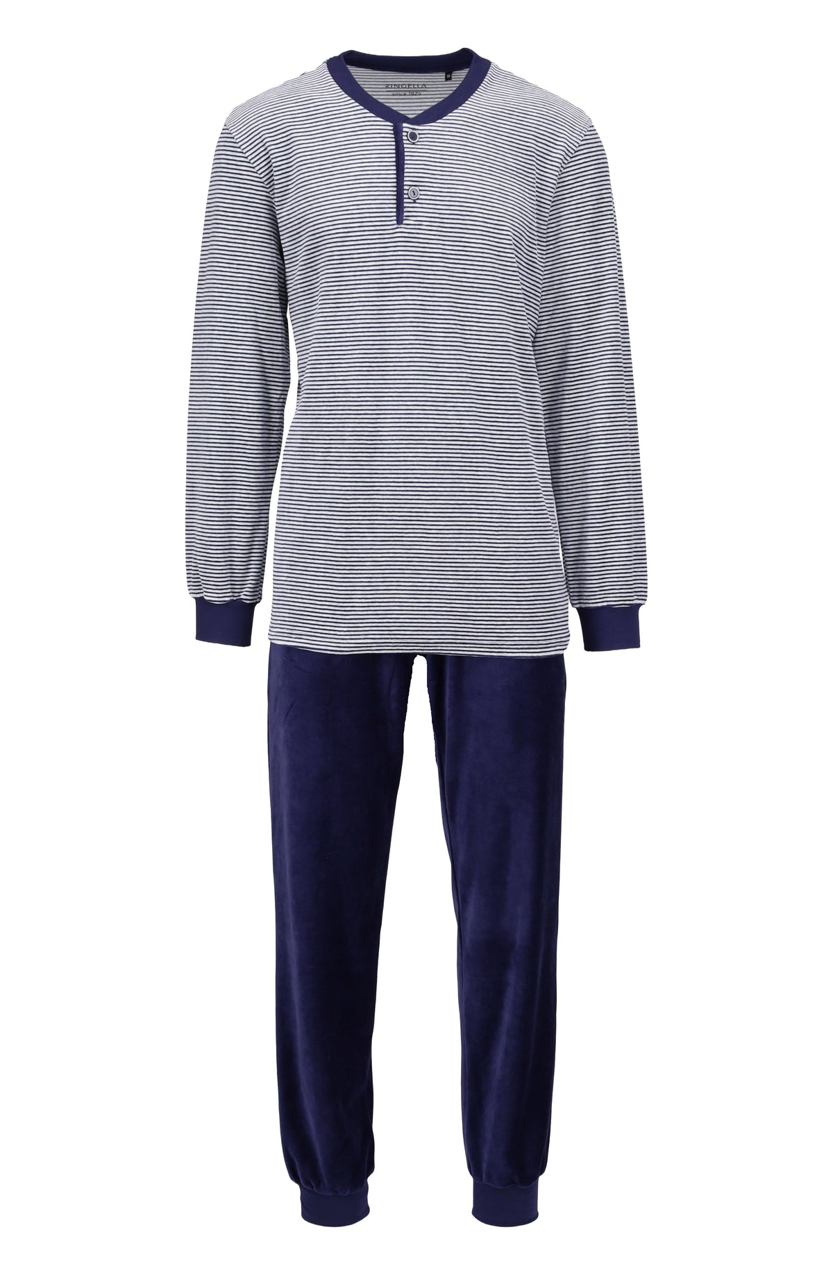 Ringella Warme heren pyjama velours - 6541219 - Donker blauw