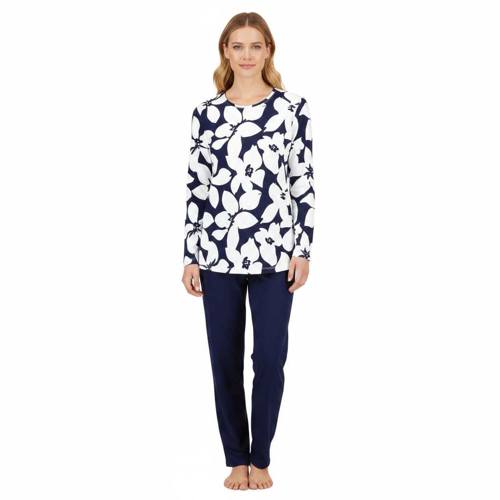 Ringella Bloomy pyjama met bloemenprint - 6551201 - Blauw