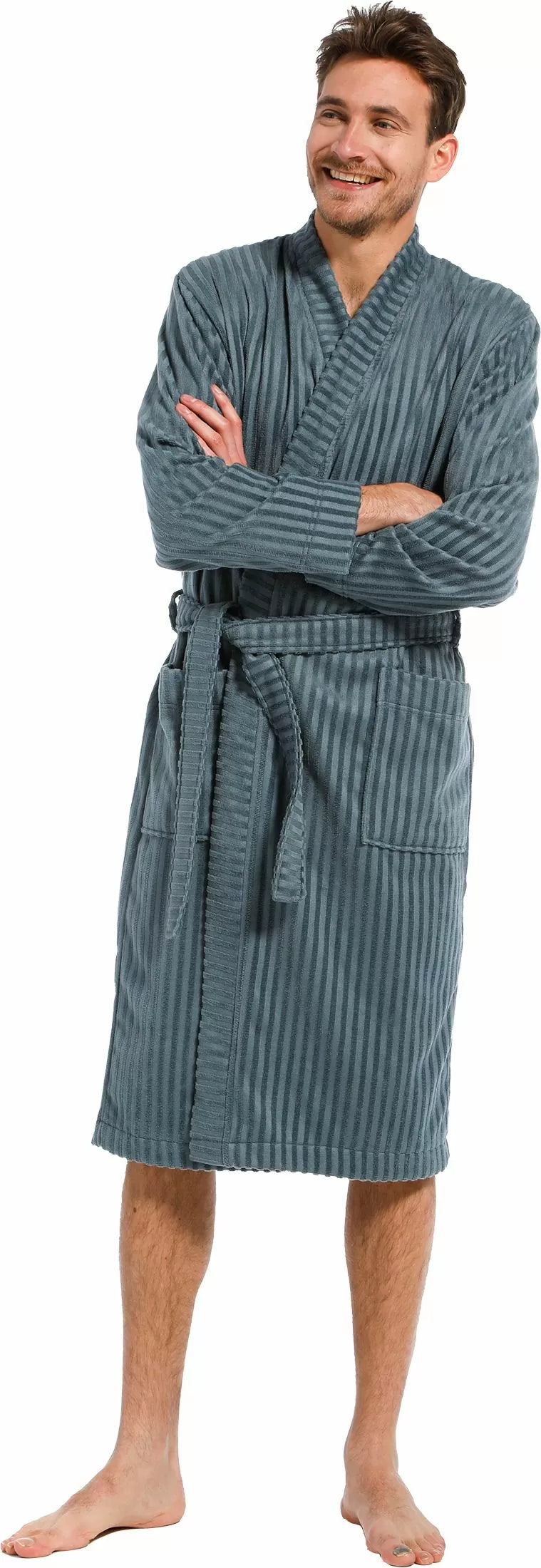 Pastunette heren badjas met omslag 7399-651-1 - blauw