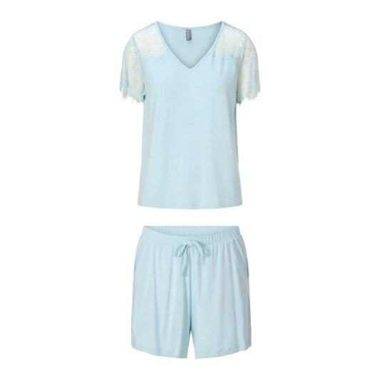 Lingadore Shortama met kant - 8411SET - Pastel blue (358)
