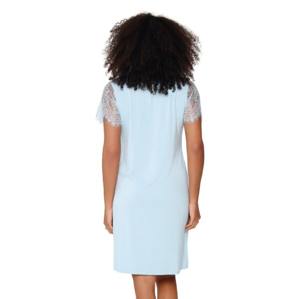 Lingadore Nachthemd korte mouw met kant - 8412PD - Pastel blue (358)