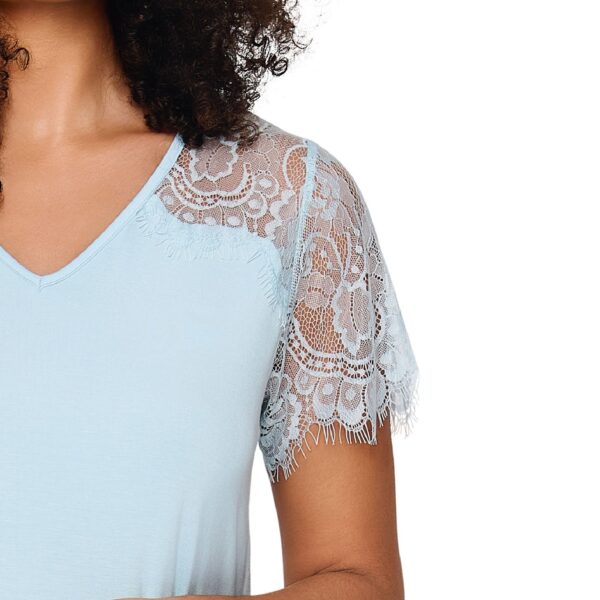 Lingadore Nachthemd korte mouw met kant - 8412PD - Pastel blue (358)