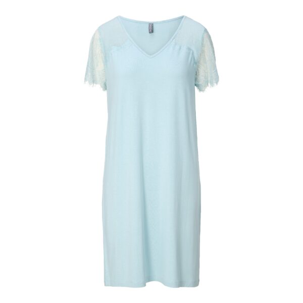 Lingadore Nachthemd korte mouw met kant - 8412PD - Pastel blue (358)