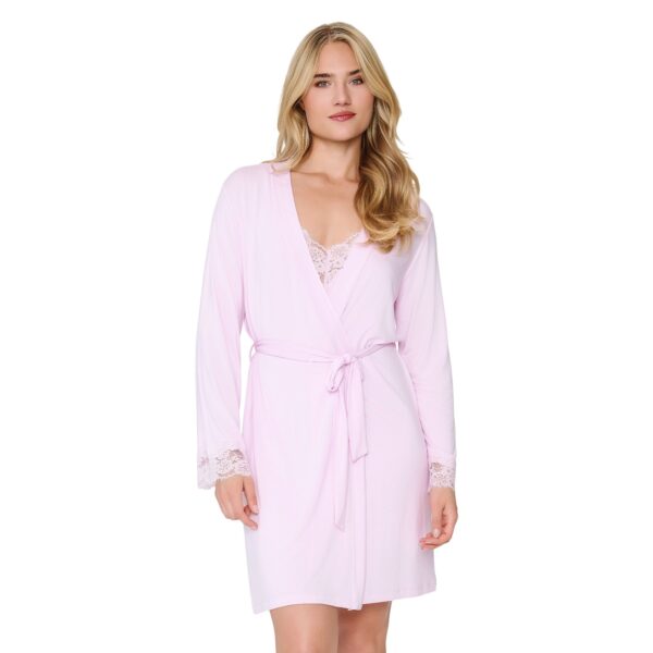 Lingadore badjas, Kimono met kant - 8414KM - Licht Roze (68)