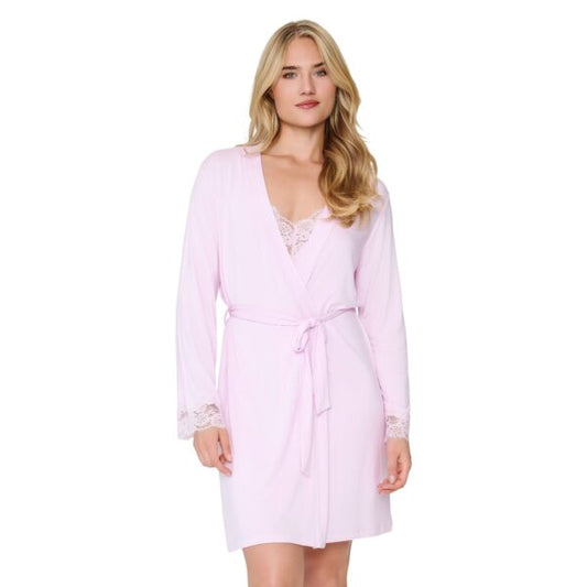Lingadore badjas, Kimono met kant - 8414KM - Licht Roze (68)