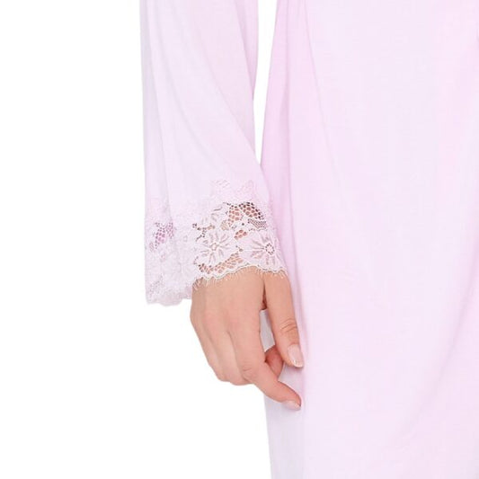 Lingadore badjas, Kimono met kant - 8414KM - Licht Roze (68)