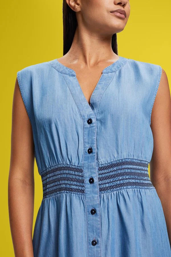 Esprit beachwear Mouwloze midi-jurk - 993ER1A312_902  - BLUE MEDIUM WASHED