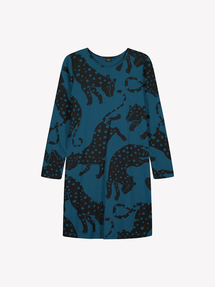 Nanso nachthemd lange mouw luipaard - 29028 Leonora - Blauw
