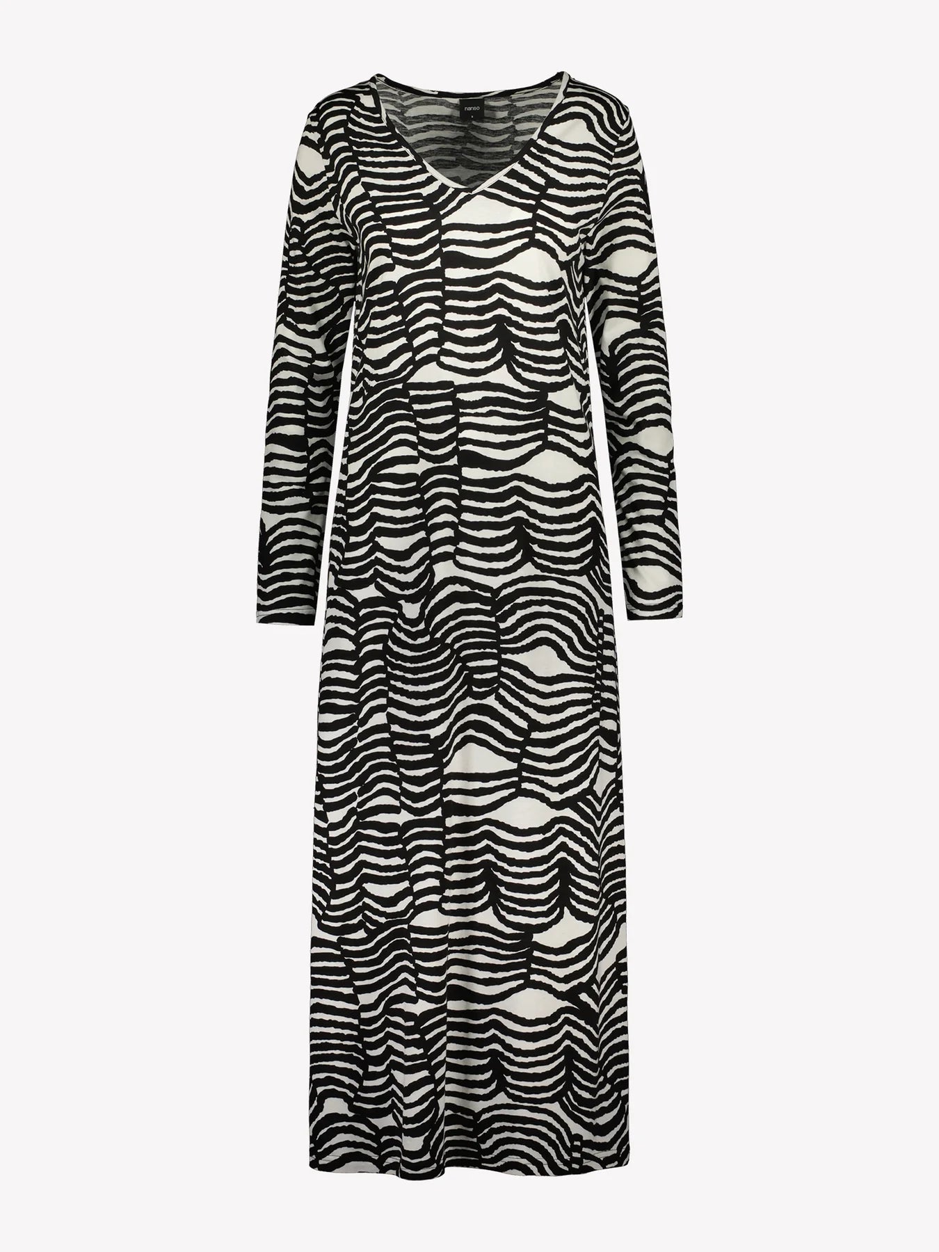 Nanso lang nachthemd met wave print - 28100 UNNA - 1595 zwart/wit
