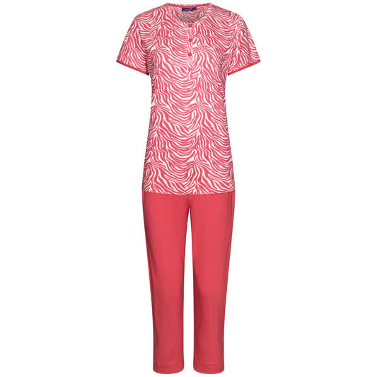 Rebelle pyjama met knoopsluiting en roze zebrastrepen  - 21241-426-4 - donker roze