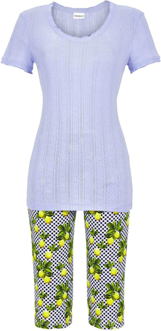 Ringella pyjama met capri broek - 5211211 - Licht blauw citroenen