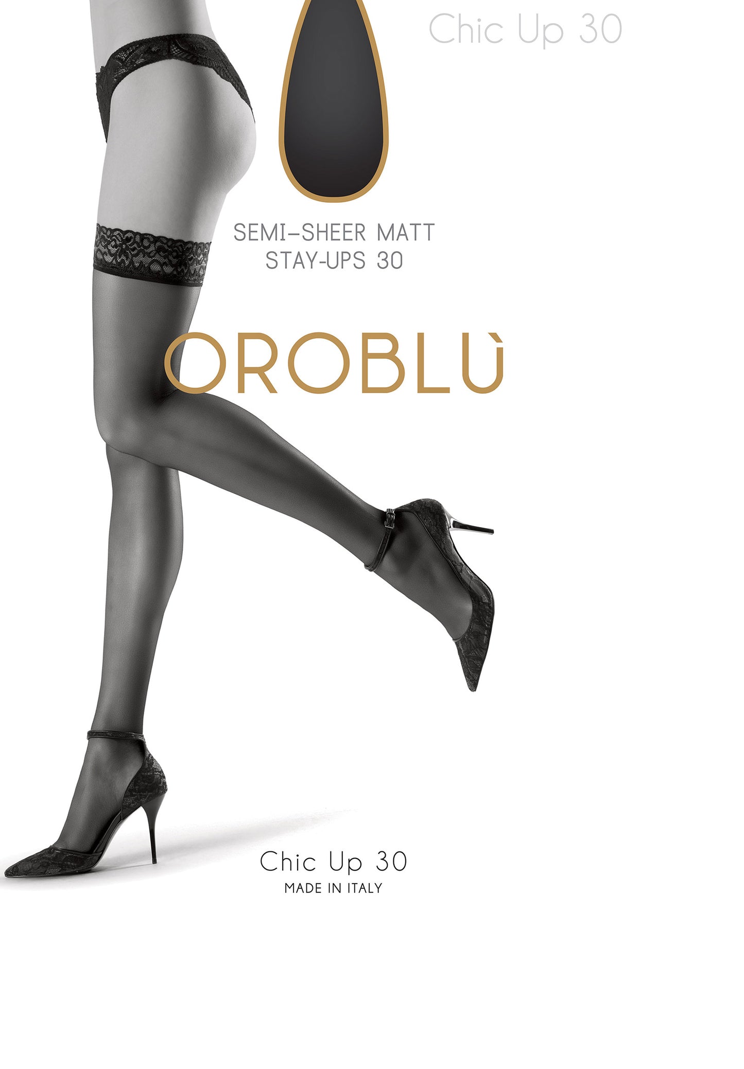 OROBLU Bas Chic up 30 den Kous - Zwart