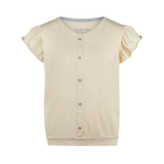 Charlie Choe pyjama T-shirt korte mouw sierknoopjes  - P55109-38 - Off white ruffle