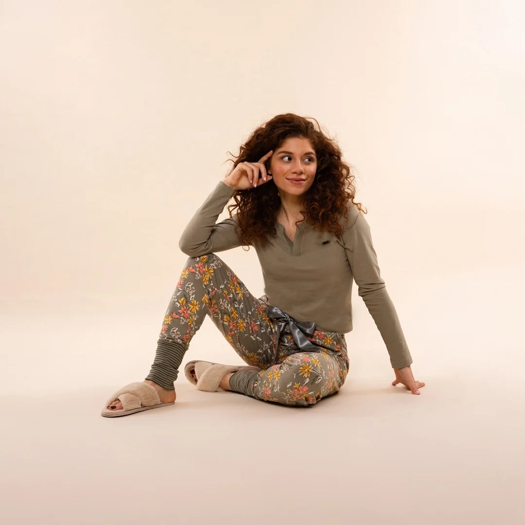 Charlie Choe Dames Pyjama Shirt - O57100-38 - Groen Faded green