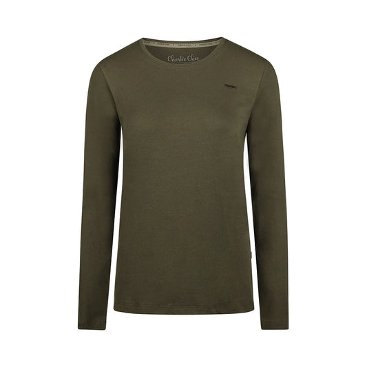 Charlie Choe Dames Pyjama Shirt - O57105-38 - Donker groen