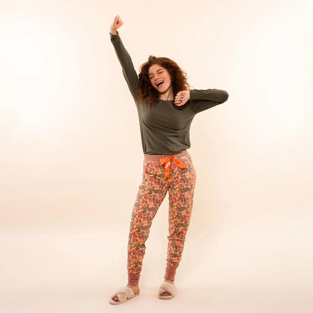 Charlie Choe Dames Pyjama broek - O57112-38 - Koraalroze Bloem