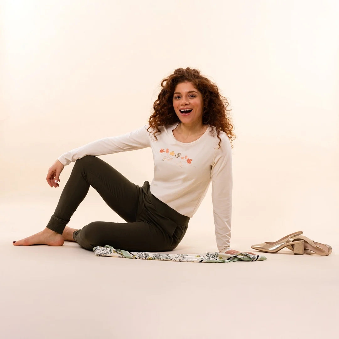 Charlie Choe Dames Pyjama Shirt - O57115-38 - Off white Herfst