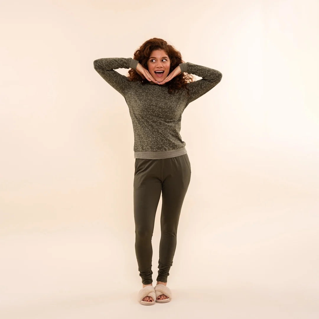 Charlie Choe Dames Pyjama broek legging - O57118-38 - Donker groen