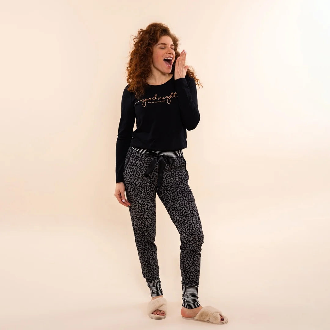 Charlie Choe Dames Pyjama Shirt - O57180-38 - Zwart Goodnight