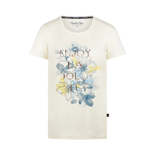 Charlie Choe T-shirt korte mouw - N59100-38 - Wit Blauwe Bloemen
