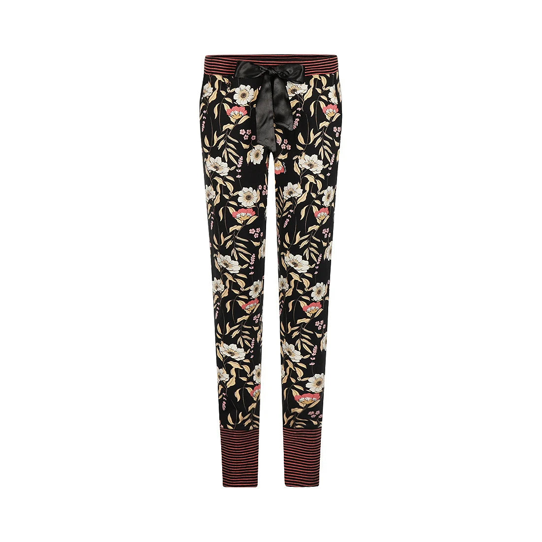 Charlie Choe lange pyjamabroek - M61102-38 - Zwart Bloemen