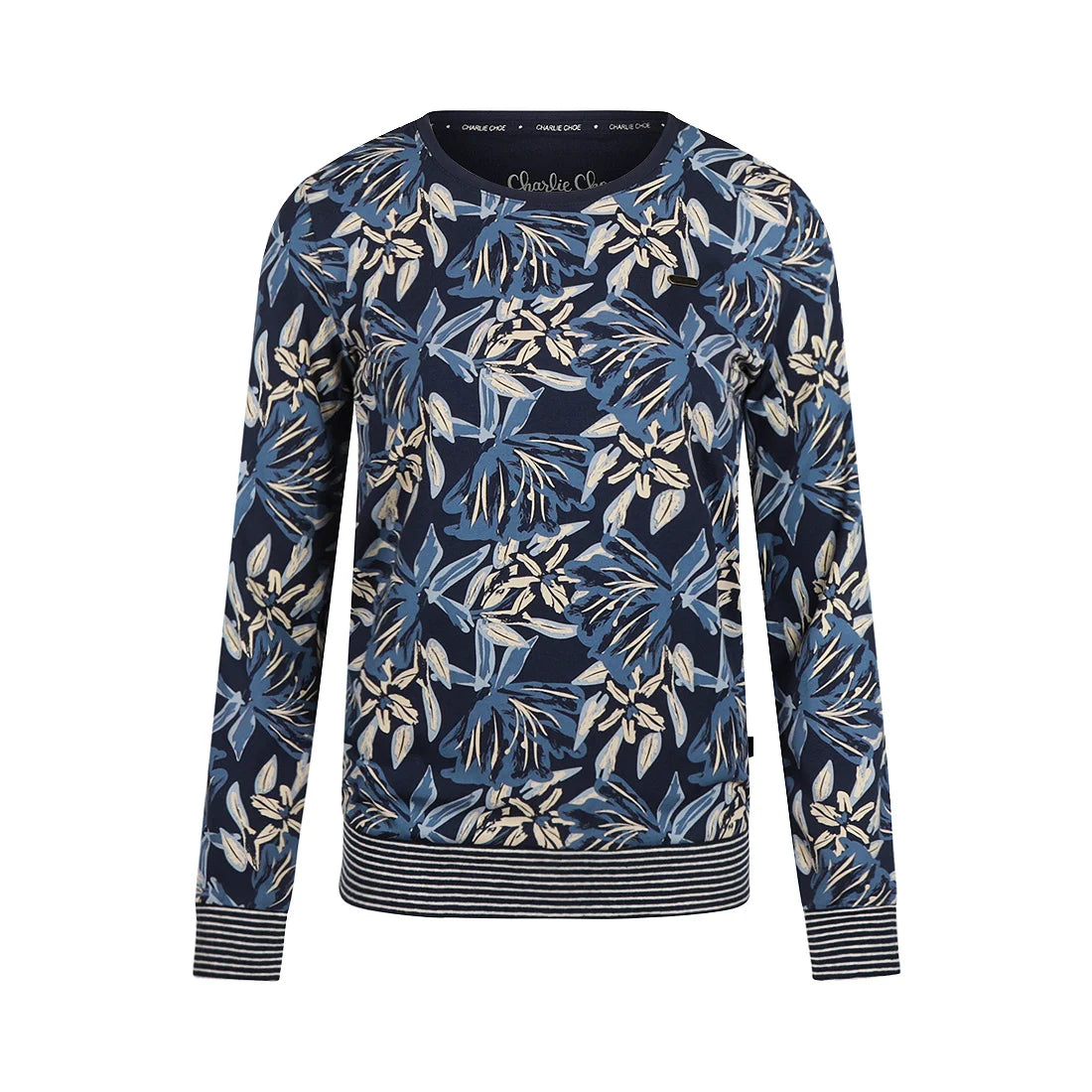 Charlie Choe Dames Pyjama Shirt Pullover - M611337-38 - Navy Bloemen