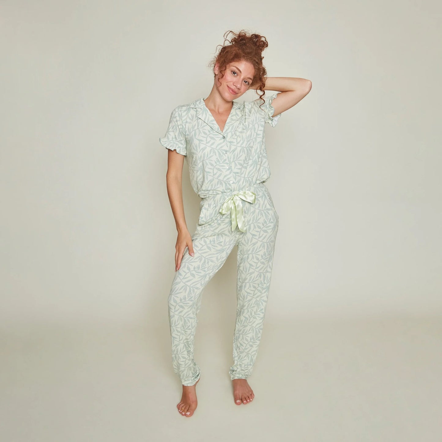 Charlie Choe pyjama broek fresh summer nights - P55124-38 - licht groen blad