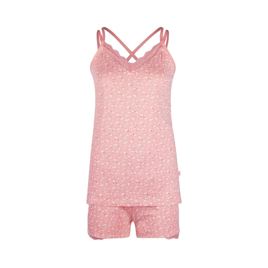 Charlie Choe shortama met spaghettibandjes - P55139-38 - Roze cocktail