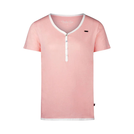Charlie Choe T-shirt korte mouw knoopsluiting - P55136-38 - Roze
