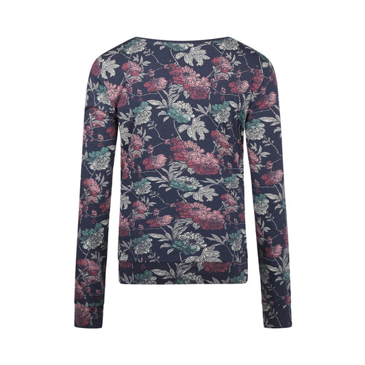 Charlie Choe Dames Pyjama shirt pullover - S49116-38 - Donkerblauw Bloem