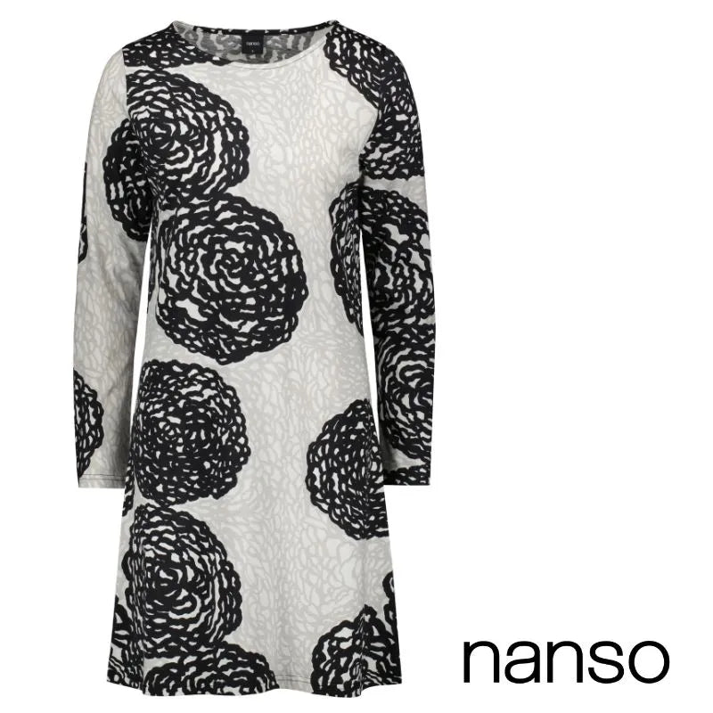 Nanso nachthemd lange mouw - 28104 SELJA - 1661 zwart/wit