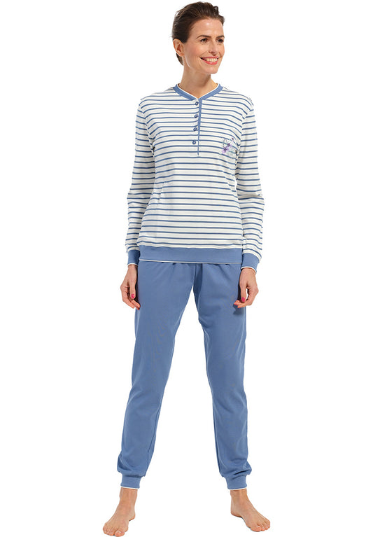 Pastunette pyjama gestreept met boorden - 20232-172-4 - blauw/wit