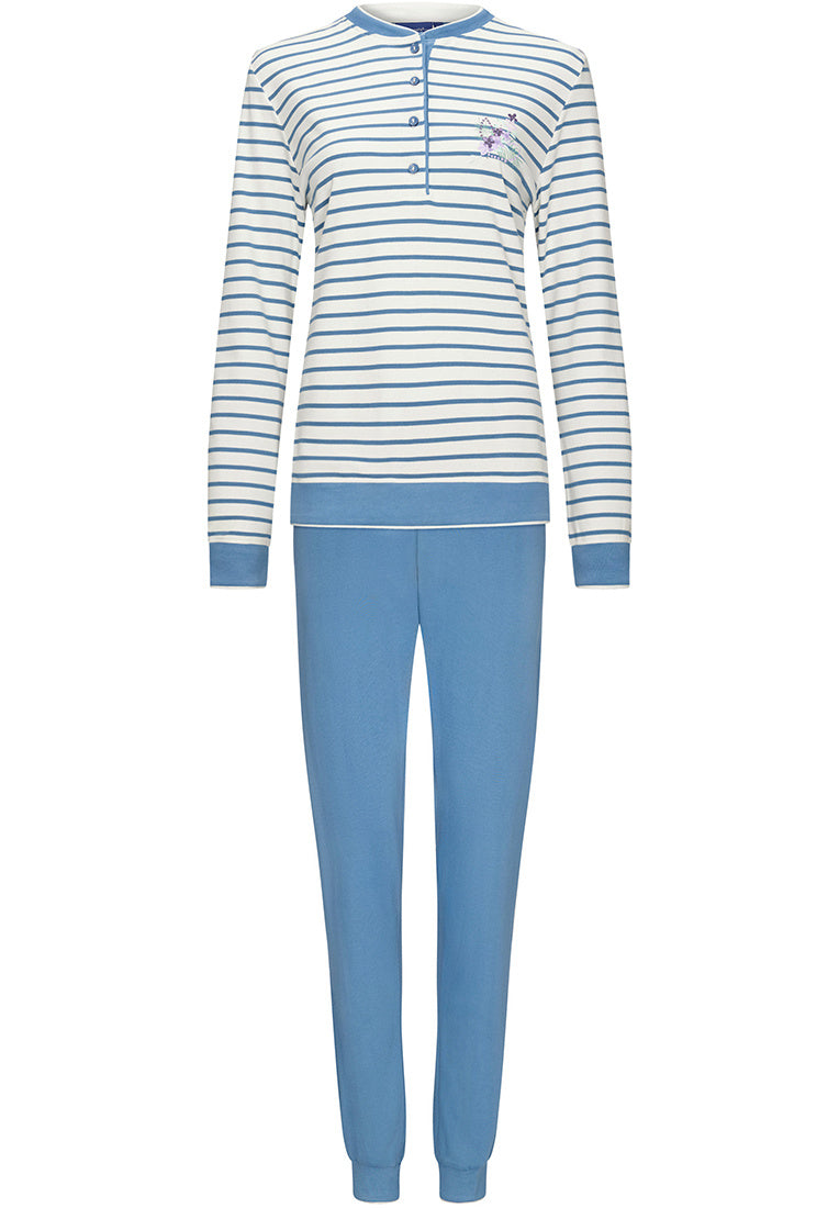 Pastunette pyjama gestreept met boorden - 20232-172-4 - blauw/wit