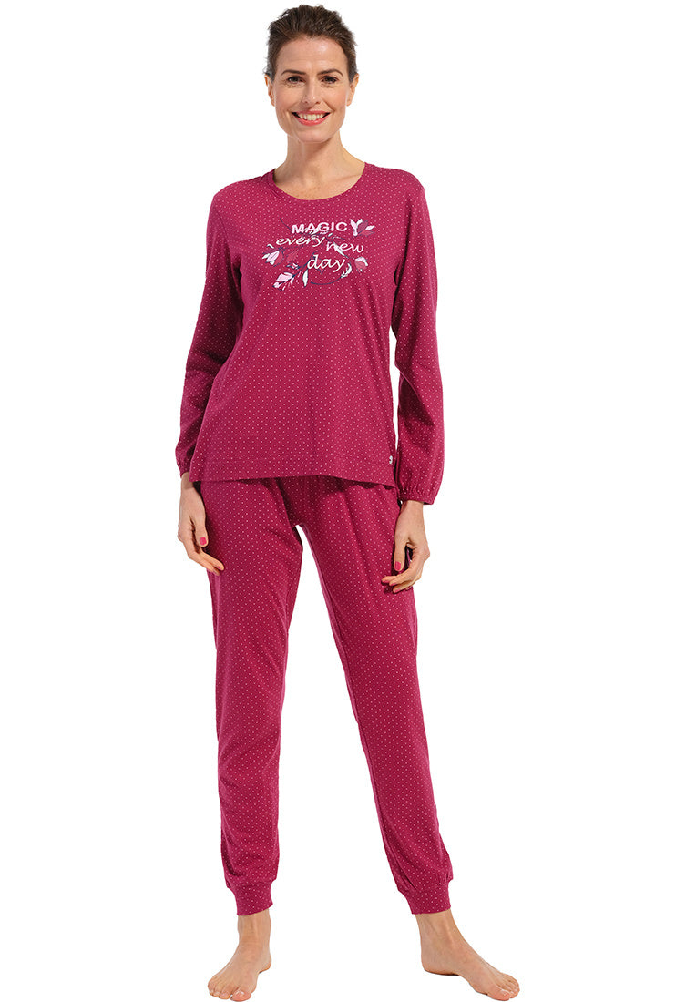 Pastunette pyjama met stippen en opdruk magic - 20232-102-2 - dark red
