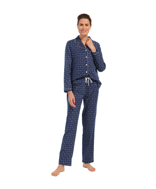 Pastunette warme pyjama doorknoop flannel - 20232-120-6 - donker blauw
