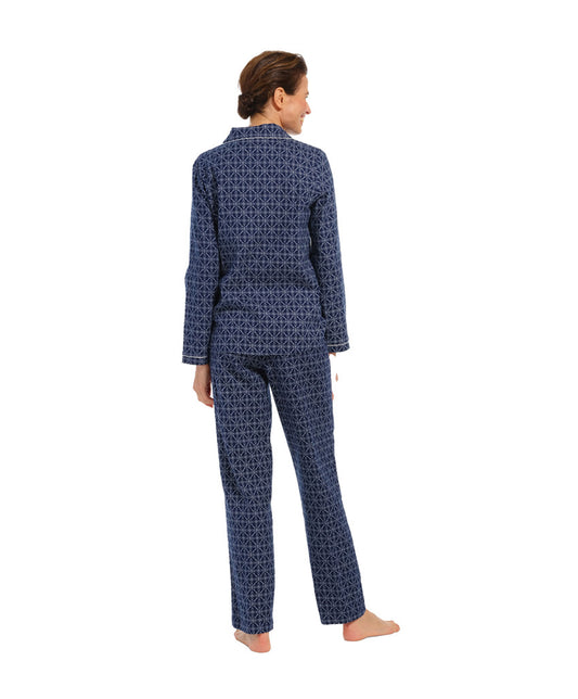 Pastunette warme pyjama doorknoop flannel - 20232-120-6 - donker blauw