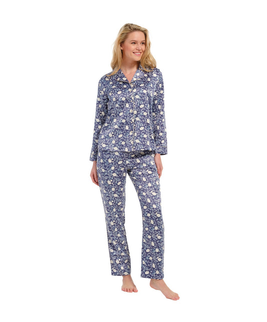 Pastunette de luxe Satijnen Pyjama doorknoop - 25232-304-6 - donkerblauw