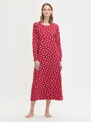 Nanso lang nachthemd hartjes - AMOR 29217 - Rood