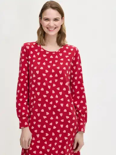 Nanso lang nachthemd hartjes - AMOR 29217 - Rood