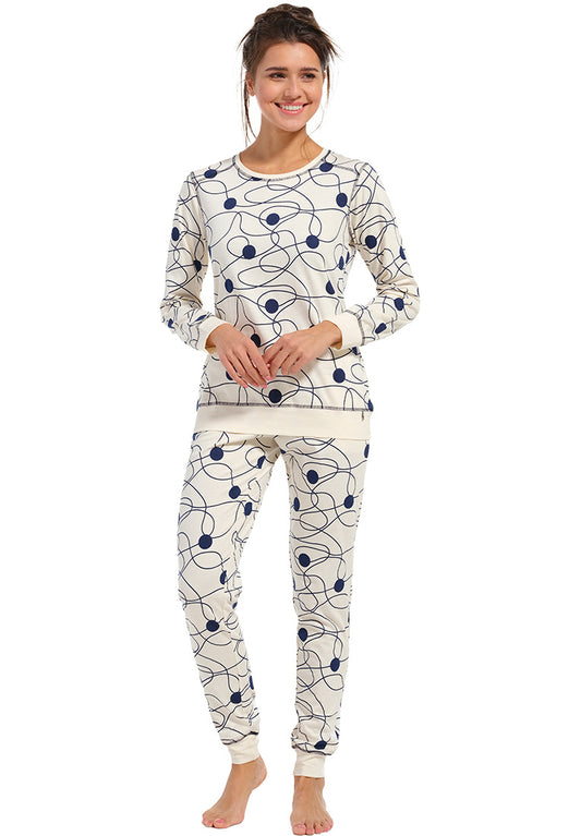 Rebelle pyjama lijnenspel met boorden - 21232-430-2 - ivoor