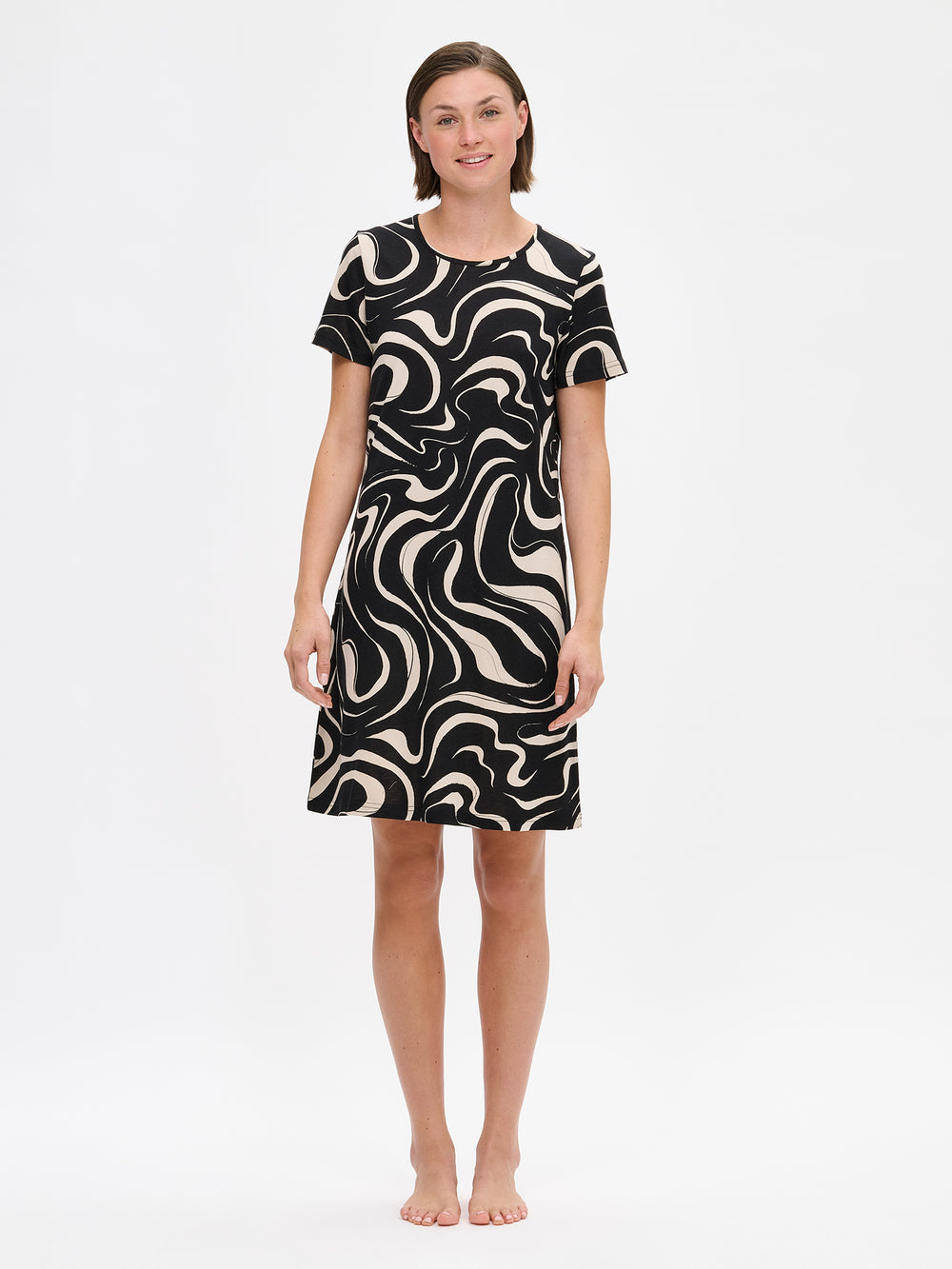 Nanso big shirt korte mouw - VESI 29298 - Zwart / Breige