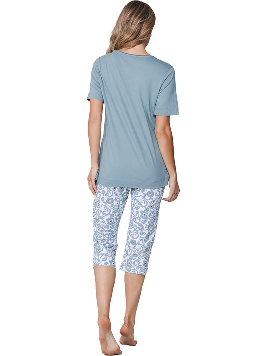 Pastunette Pyjama met capri broek - Stone Blue 121261-130-2 - Blauw